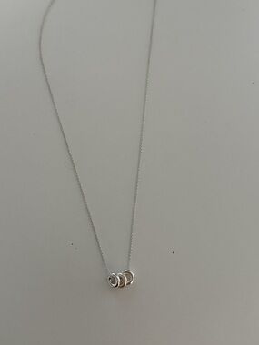 Sterling Silver Triple Ring Pendant Necklace - Silver